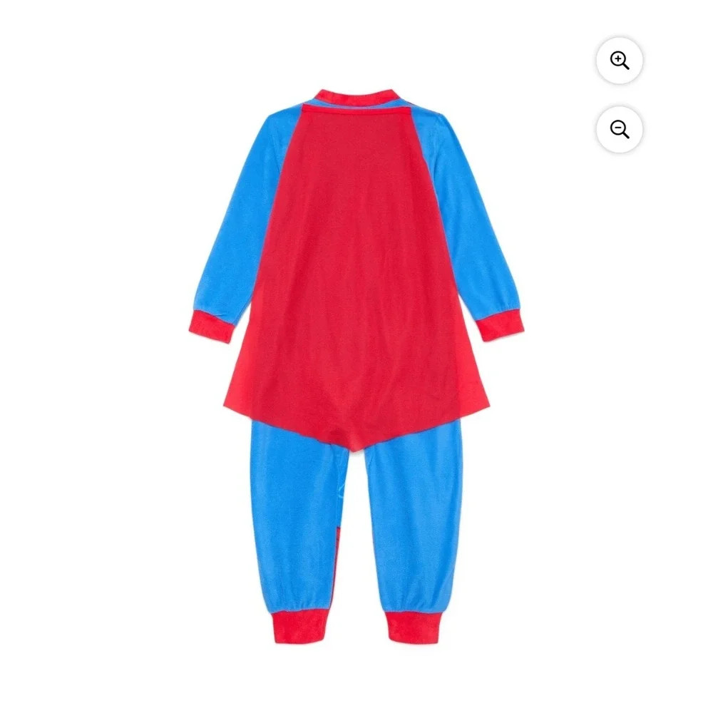 Superman Fleece Pajamas Boys L 10-12 Costume One Piece Flame Resistant NWT - Picture 4 of 10
